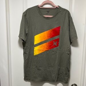 Hurley Green Tee with Red and Yellow Graphic